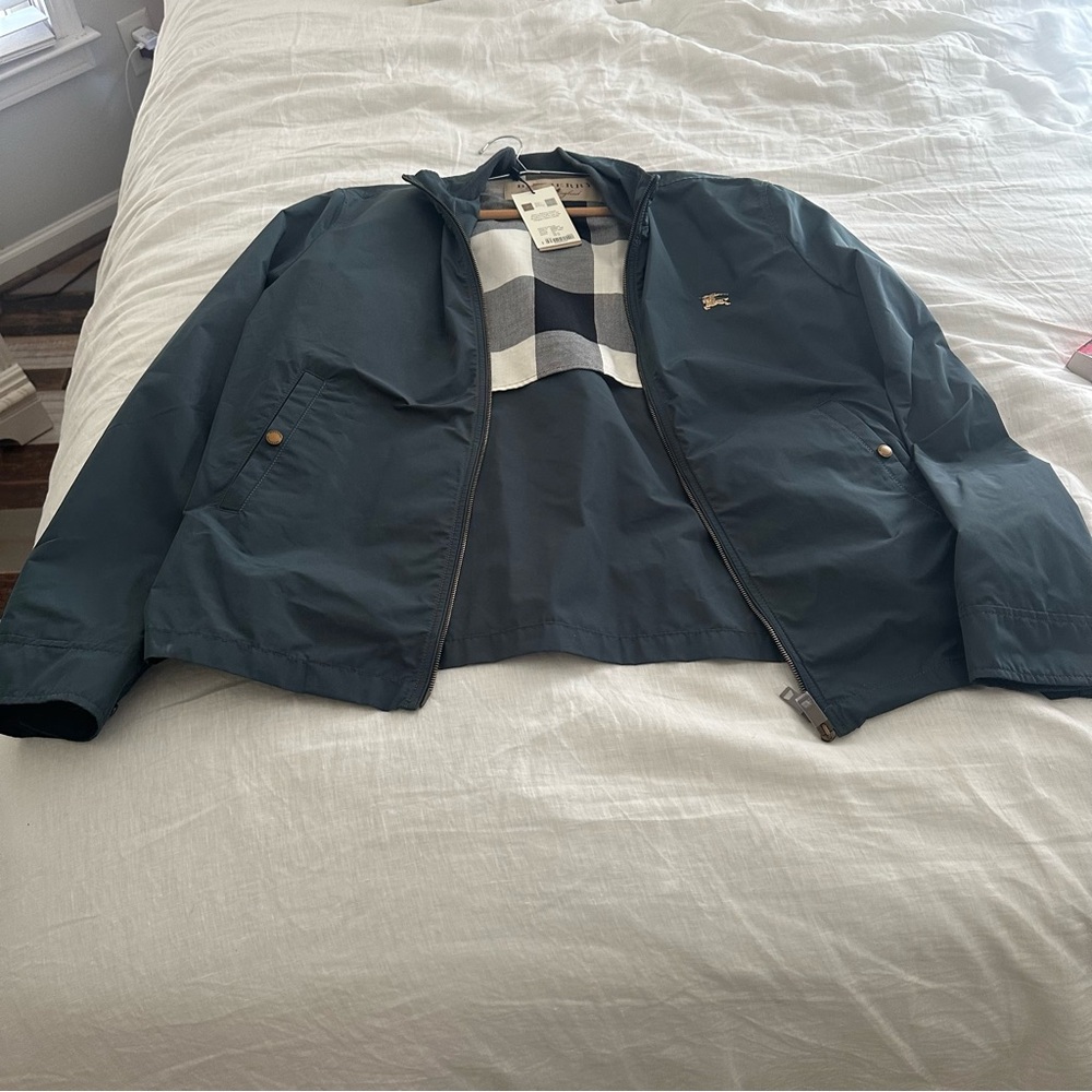 Burberry Dark Green Jacket with Checkered Lining